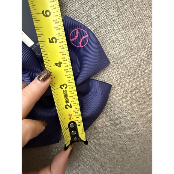 NWT DSG Softball Hair Bow Navy Blue Homerun Womens Girl Polyester 6” - Picture 3 of 4